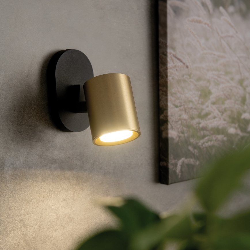 Väggspotlight LAURIN 1xGU10/10W/230V mässing/svart