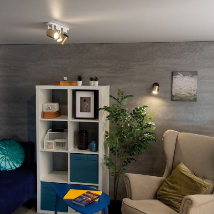 Väggspotlight LAURIN 1xGU10/10W/230V mässing/svart