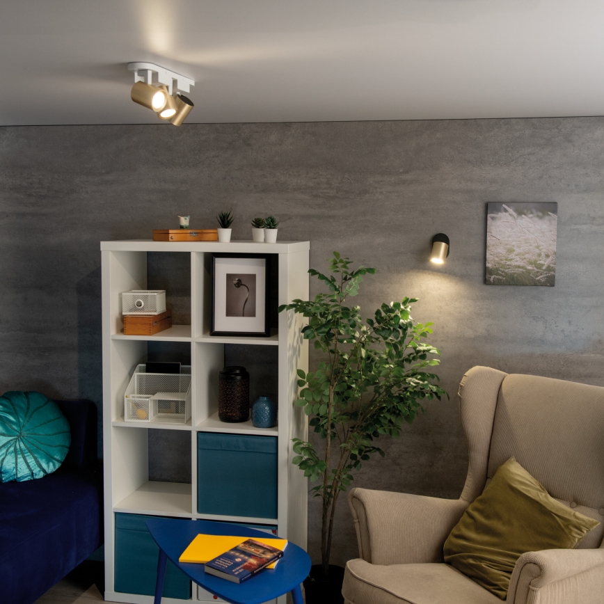 Väggspotlight LAURIN 1xGU10/10W/230V mässing/svart