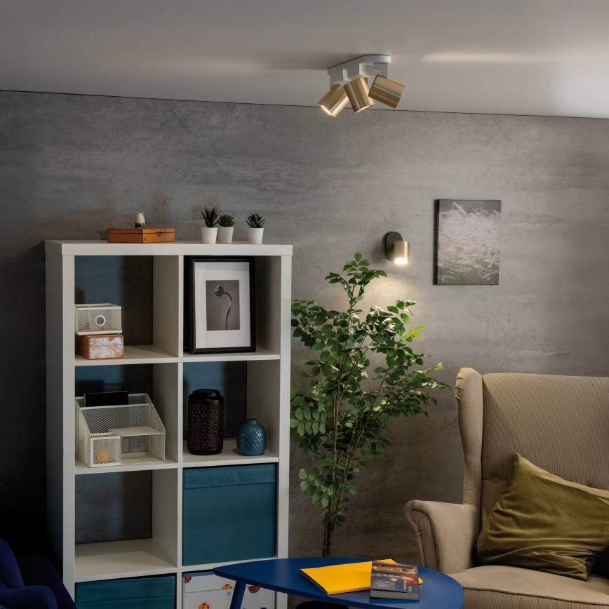 Väggspotlight LAURIN 1xGU10/10W/230V mässing/svart