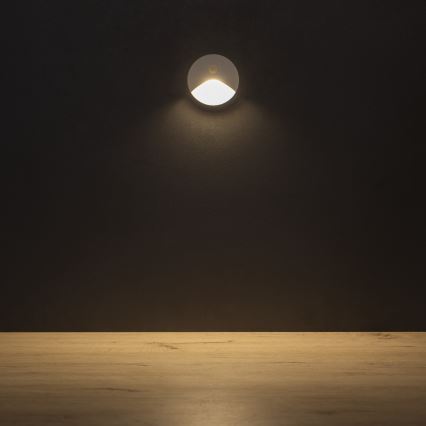 LED-trapparmatur med rörelse- och skymningssensor EXIN LED/2,5W/230V 3000K IP65 vit rund