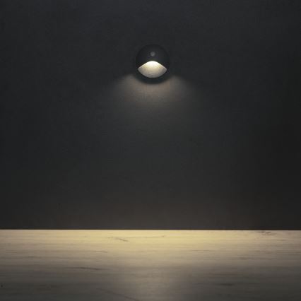 LED-trapparmatur med rörelse- och skymningssensor EXIN LED/2,5W/230V 4000K IP65 antracit rund
