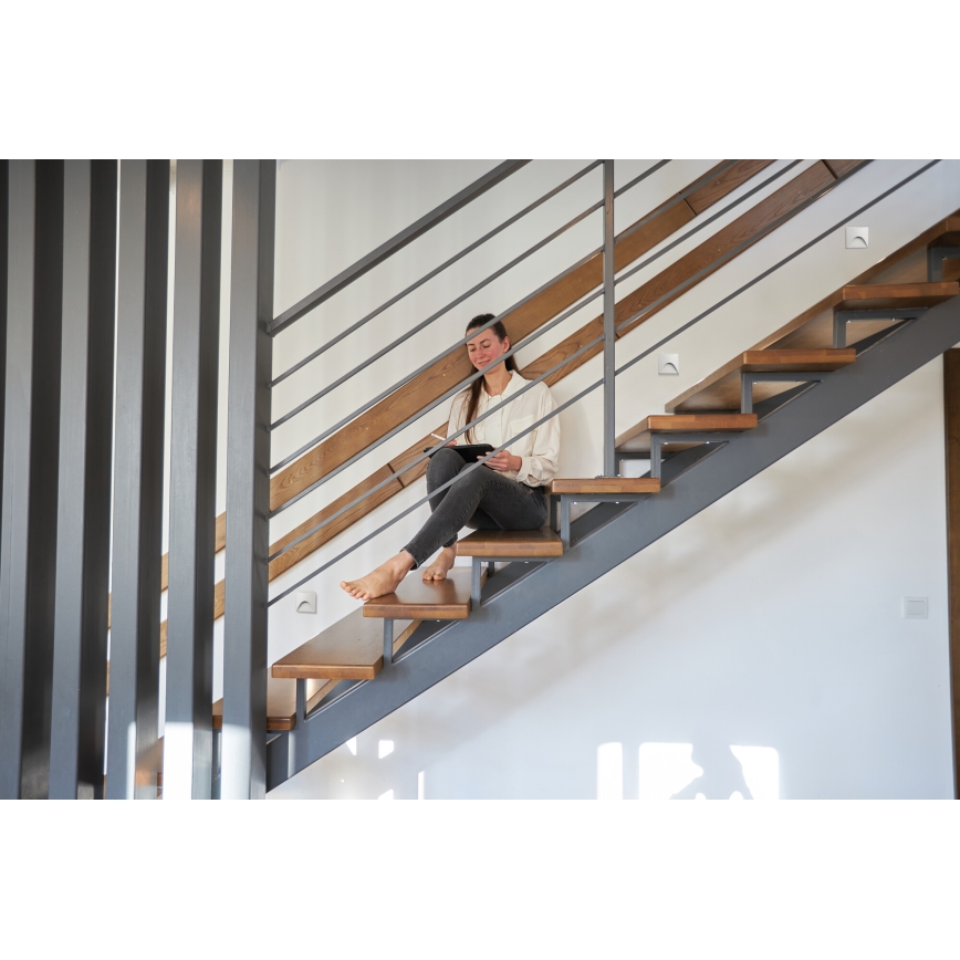 LED-trapparmatur EXIN LED/2,5 W / 230 V / 4000 K / IP65, vit, fyrkantig