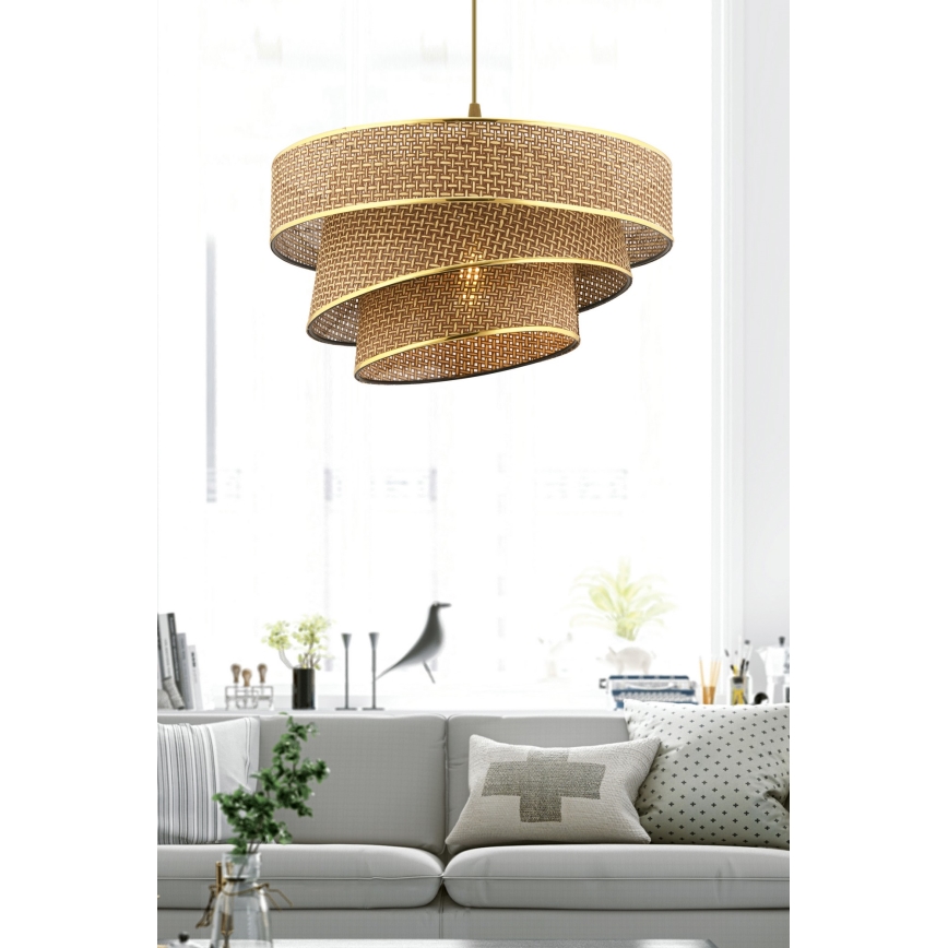 Kedjehängande lampa COUPER 1xE27/60W/230V brun/guld