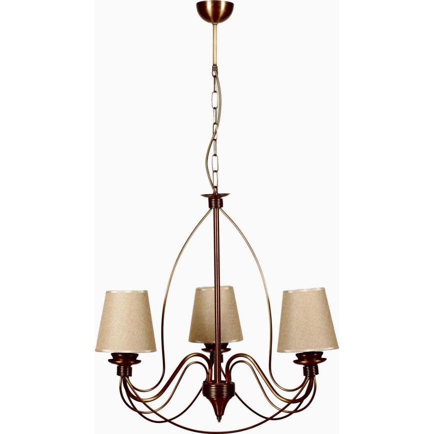 Kedjelampa CLASSIC 3xE14/40W/230V brons/beige