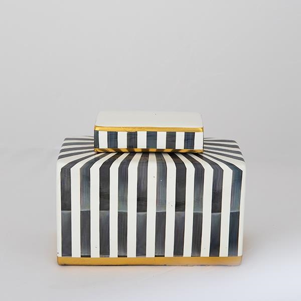 Keramikvas 20,5x16x9 cm blå/vit/svart
