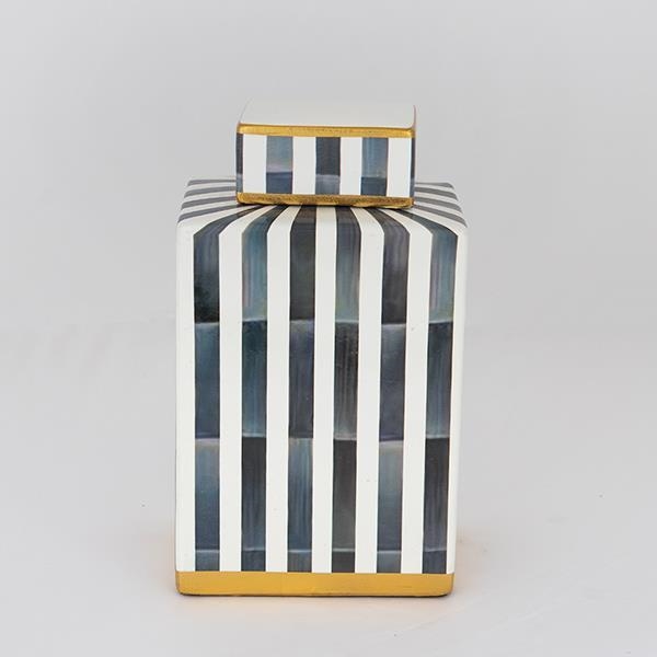 Keramikvas 22x18x8 cm blå/vit