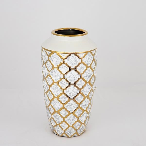 Keramikvas 25x13 cm guld/vit