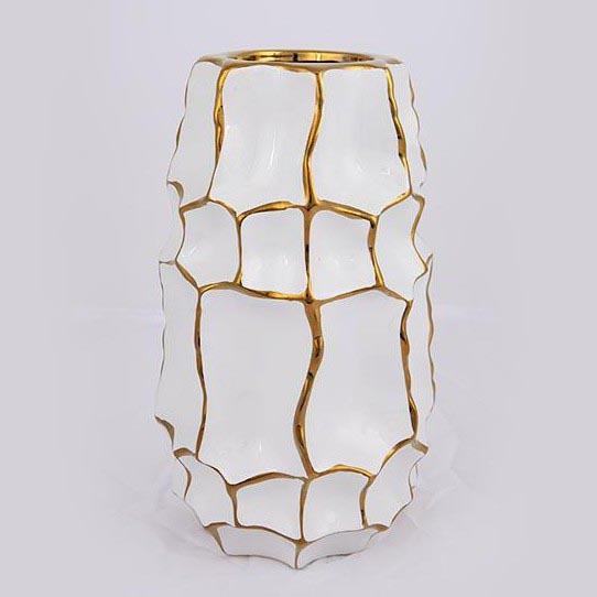 Keramikvas 25x14,5 cm guld/vit