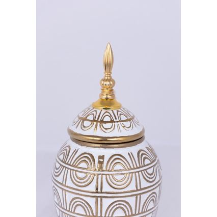 Keramikvas 28x15 cm guld/vit