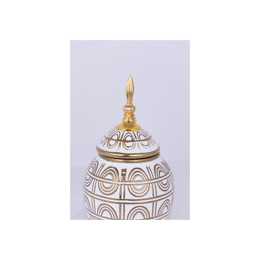 Keramikvas 28x15 cm guld/vit