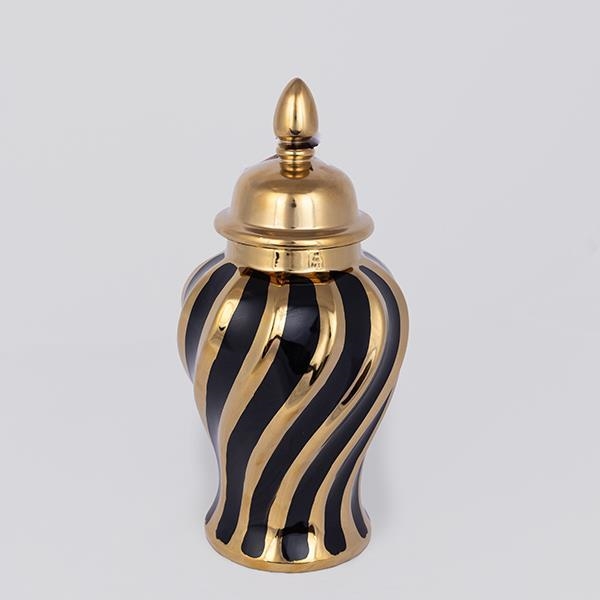 Keramikvas 30x14,8 cm guld/svart