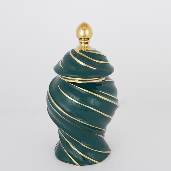 Keramikvas 30x17 cm guld/grön