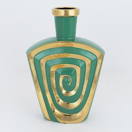 Keramikvas 30x20,2 cm grön/guld