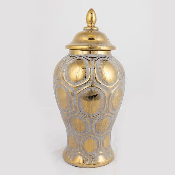 Keramikvas 33,8x16 cm guld/silver