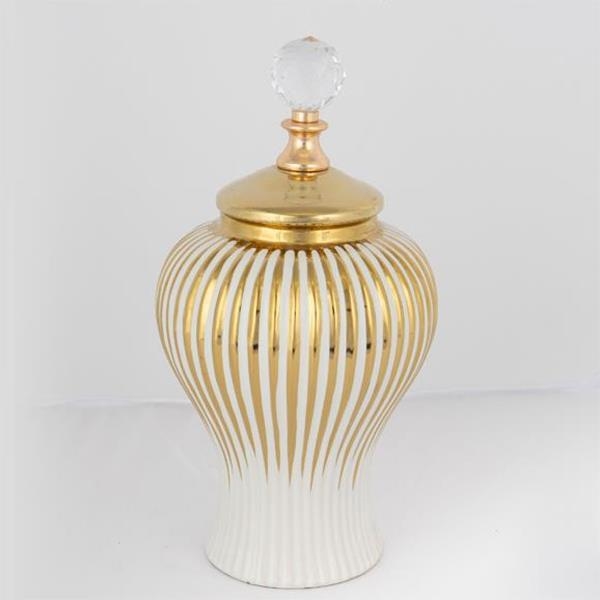Keramikvas 35x17,5 cm guld/vit