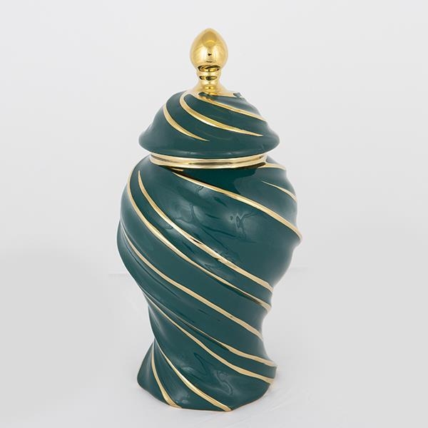 Keramikvas 35x18,5 cm guld/grön