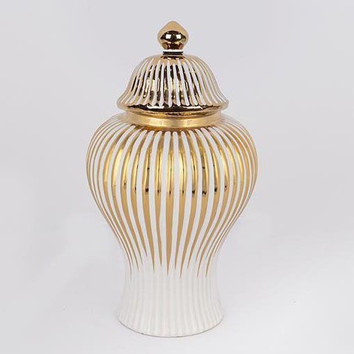 Keramikvas 35x18,5 cm guld/vit