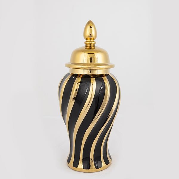 Keramikvas 36,5x16 cm guld/svart