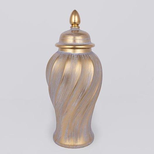 Keramikvas 40,8x17,5 cm guld/grå