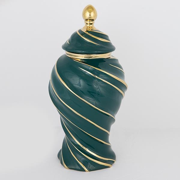 Keramikvas 41x20 cm guld/grön