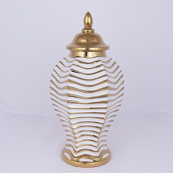 Keramikvas 42,2x21,1 cm guld/vit