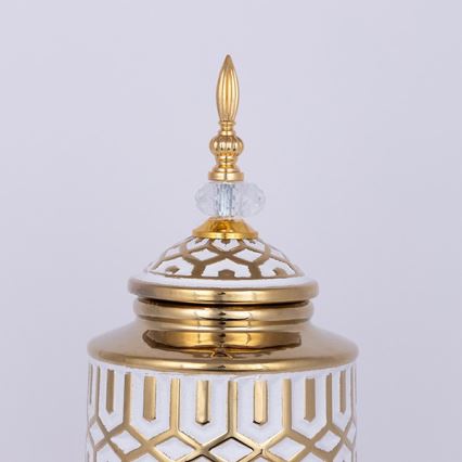 Keramikvas 45,7x16,9 cm guld/vit
