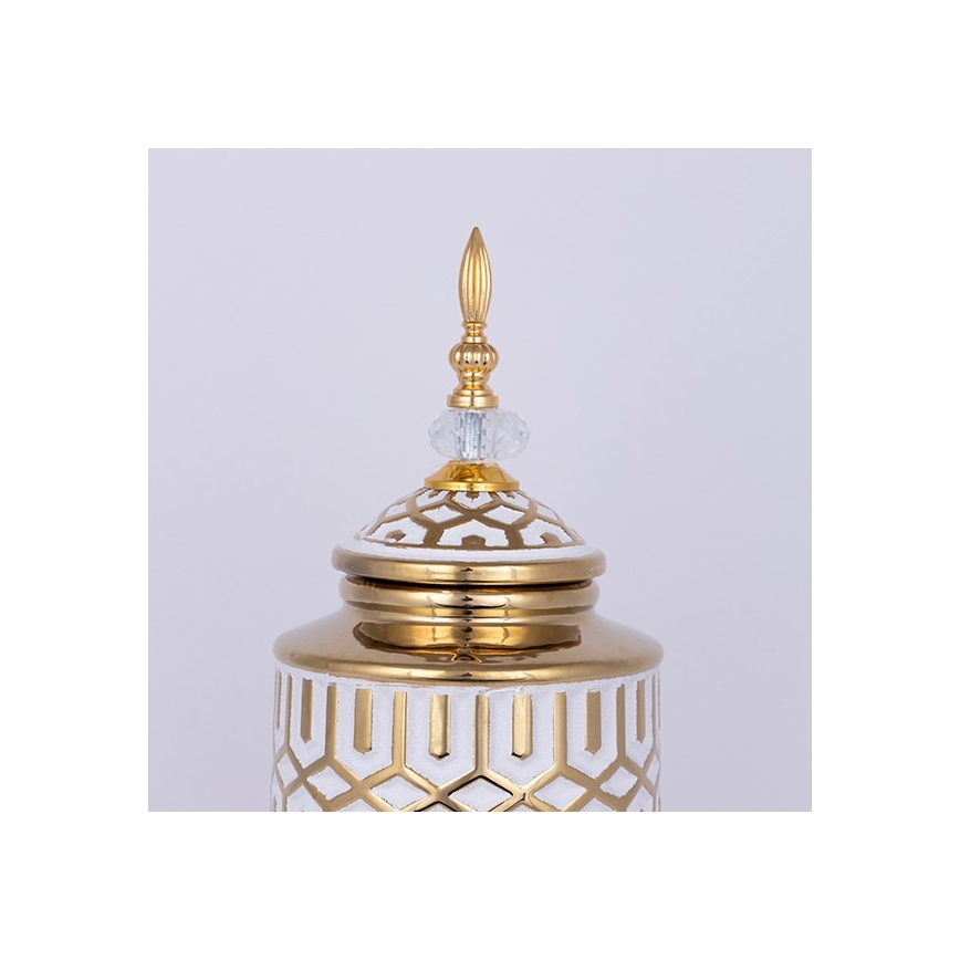 Keramikvas 45,7x16,9 cm guld/vit