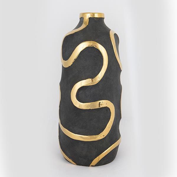 Keramikvas 45x19,5 cm guld/svart