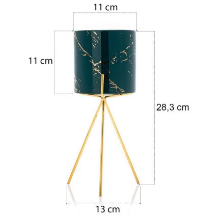 Keramisk blomkruka EMMA 28,3x11 cm grön/guld