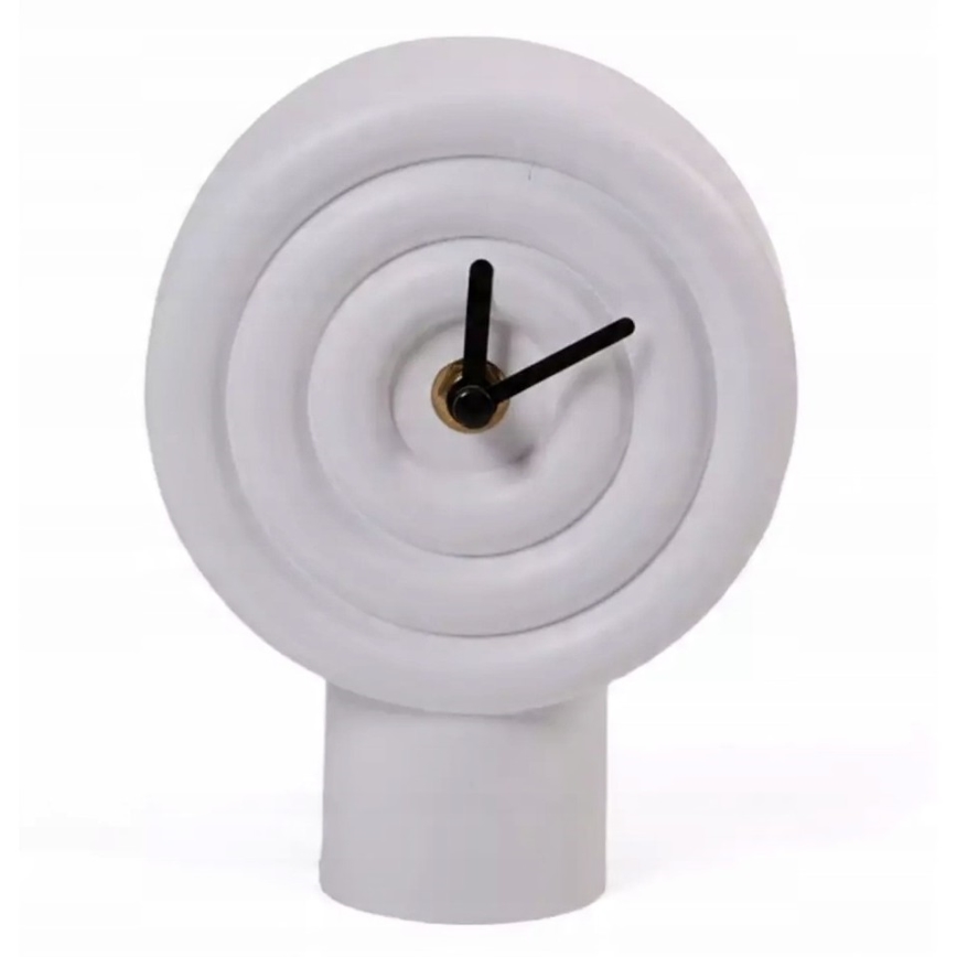 Keramisk bordsklocka 16 cm, 1xAA, vit