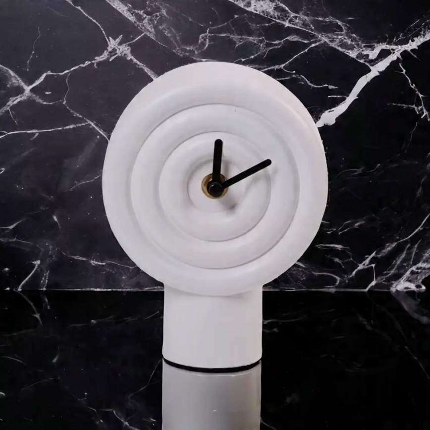 Keramisk bordsklocka 16 cm, 1xAA, vit