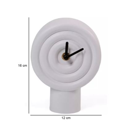 Keramisk bordsklocka 16 cm, 1xAA, vit