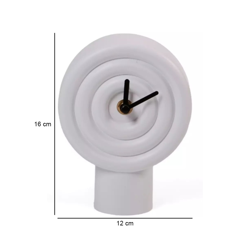 Keramisk bordsklocka 16 cm, 1xAA, vit