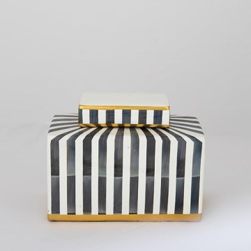 Keramisk burk 20,5x16x9 cm blå/vit/svart
