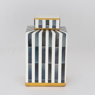 Keramisk burk 22x18x8 cm blå/vit