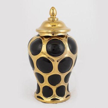 Keramisk burk 27,6x15 cm guld/svart
