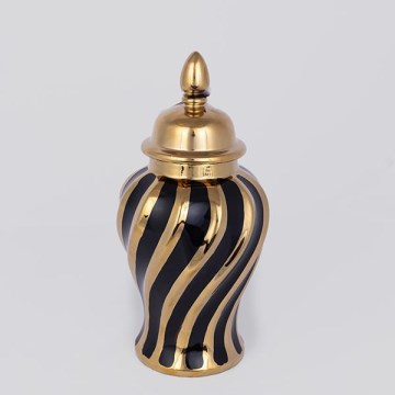 Keramisk burk 30x14,8 cm guld/svart
