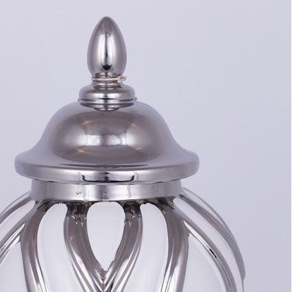 Keramisk burk 35x18,5 cm silver/vit