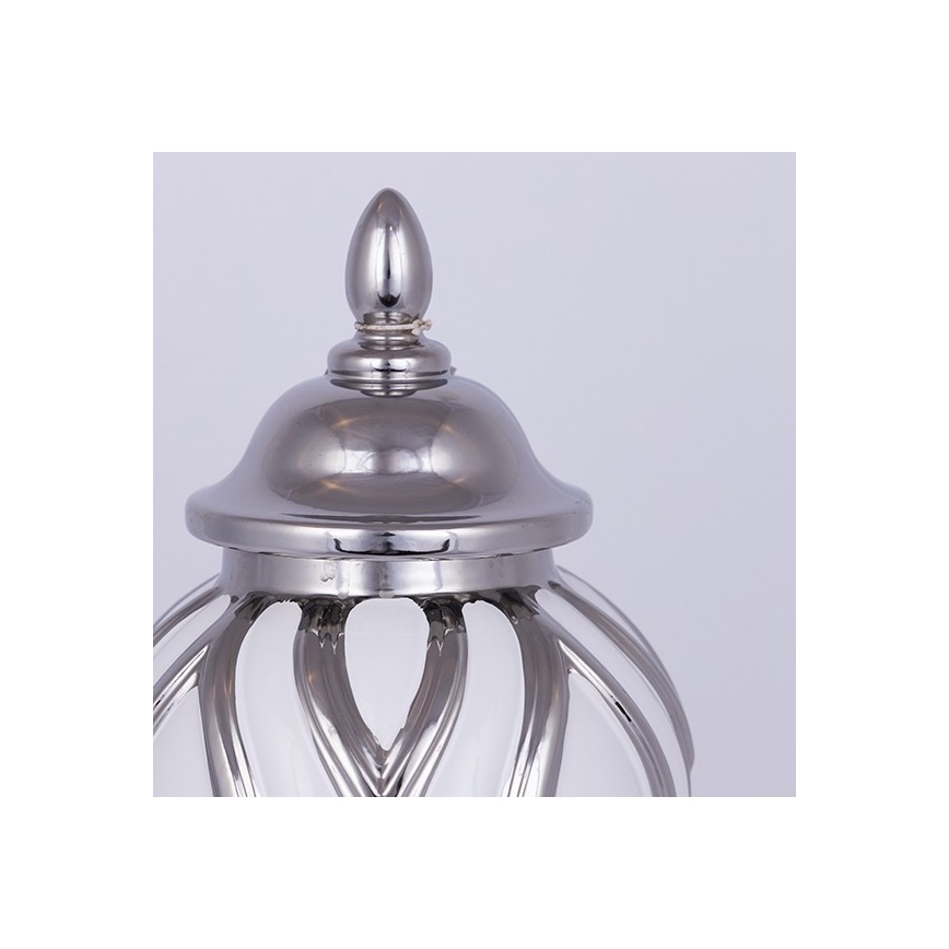 Keramisk burk 35x18,5 cm silver/vit
