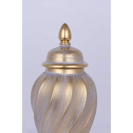 Keramisk burk 40,8x17,5 cm guld/grå