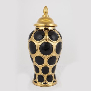 Keramisk burk 40x17,7 cm guld/svart