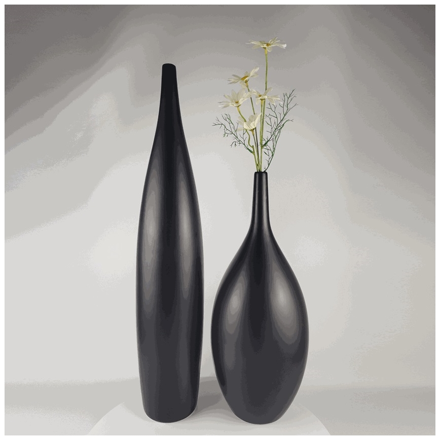 Keramisk vas 70 cm, matt svart