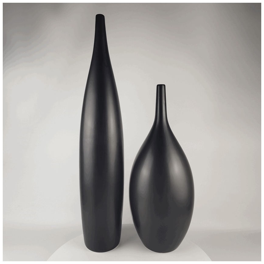 Keramisk vas 70 cm, matt svart