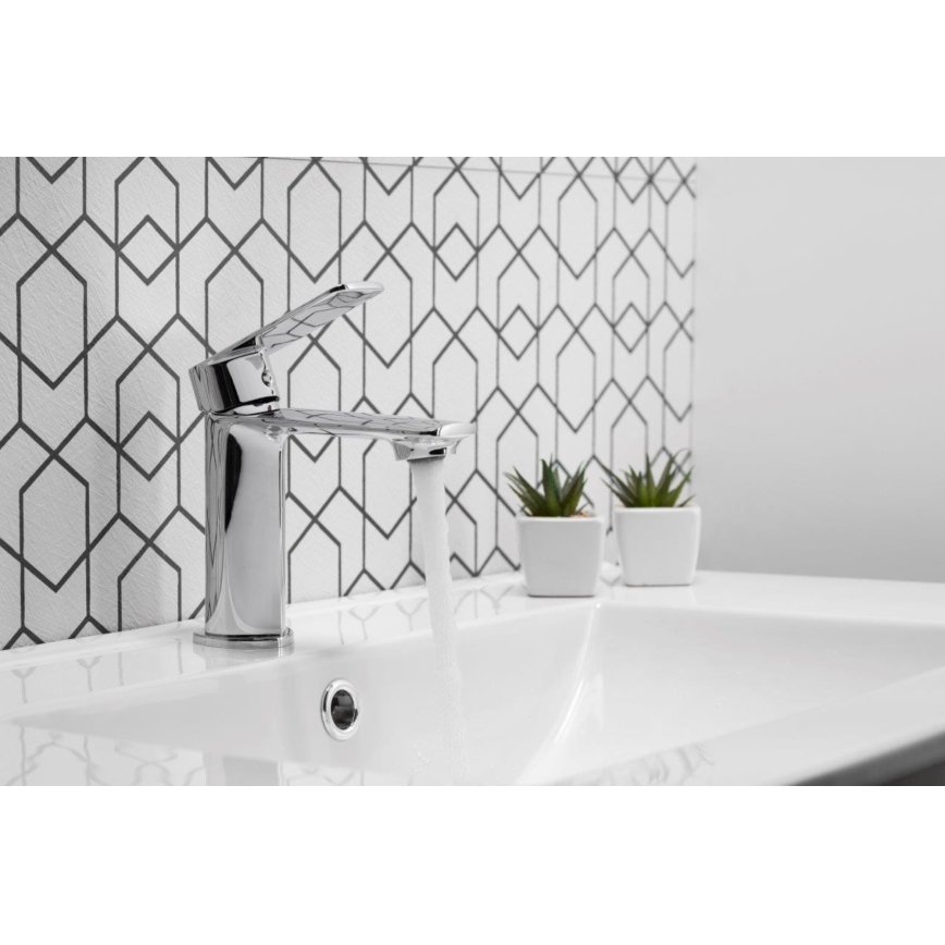 KFA Armatura 4422-815-00 - Kran till handfat + avlopp med bräddavlopp AGAT 15,2 cm skinande krom