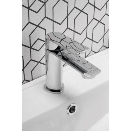 KFA Armatura 4422-815-00 - Kran till handfat + avlopp med bräddavlopp AGAT 15,2 cm skinande krom