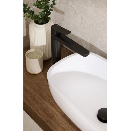 KFA Armatura 4522-815-81 - Tvättställsblandare + bottenventil MALAGA 15,9 cm svart