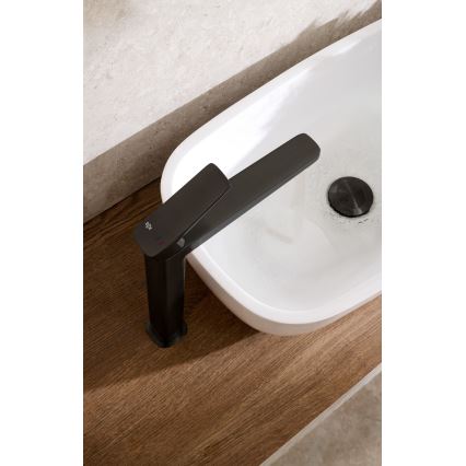 KFA Armatura 4522-825-81 - Tvättställsblandare MALAGA 17 cm, inklusive bottenventil, svart