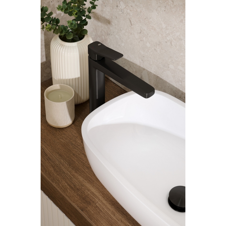 KFA Armatura 4522-825-81 - Tvättställsblandare MALAGA 17 cm, inklusive bottenventil, svart