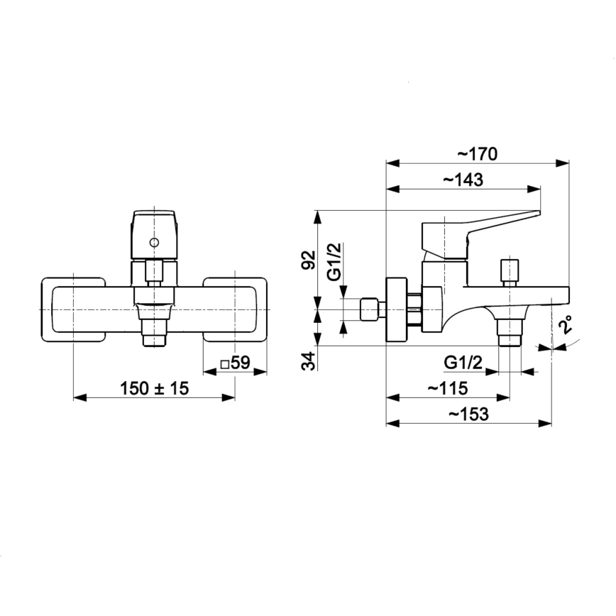 KFA Armatura 4524-010-00 - Badkarsblandare MALAGA, blank krom